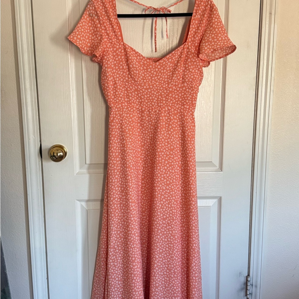 Elegant Pink Floral Midi Dress
